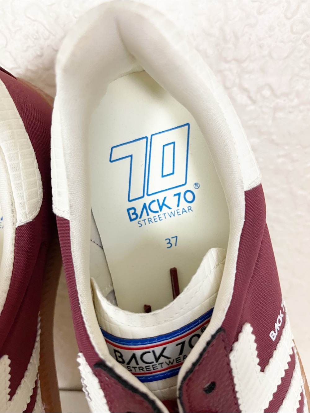 Back 70 Ghost sneaker Burgundy & White Retro Trainer - Picture 4 of 13